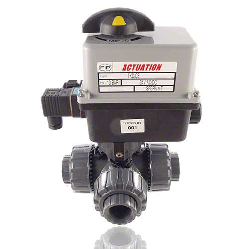 PVC U 3/2-Wege-Kugelhahn , elektrische Ausf&uuml;hrung